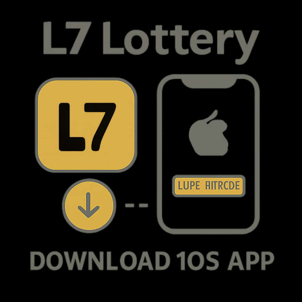Illustration explaining Download L7 Lottery iOS App features.