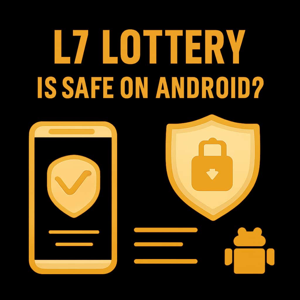 An educational illustration about the L7 Lottery app safety on Android devices.