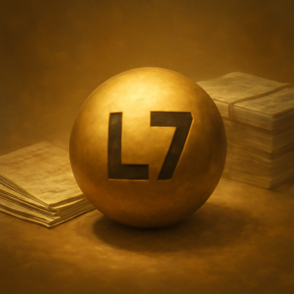 A guide resource icon for evaluating the safety of the L7 Lottery app on Android.