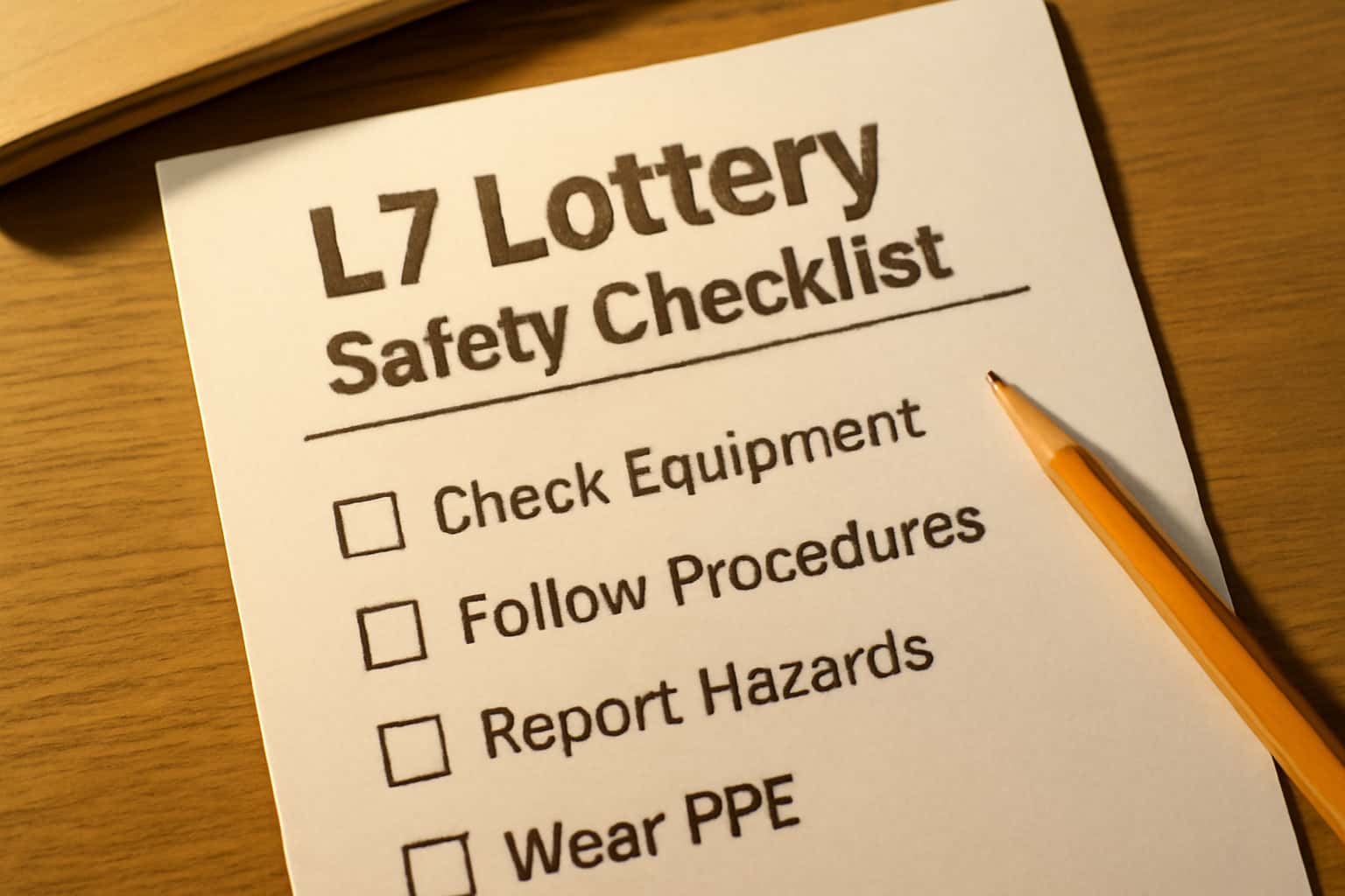 Visual representation of L7 Lottery Safety Checklist with an emphasis on informative elements.