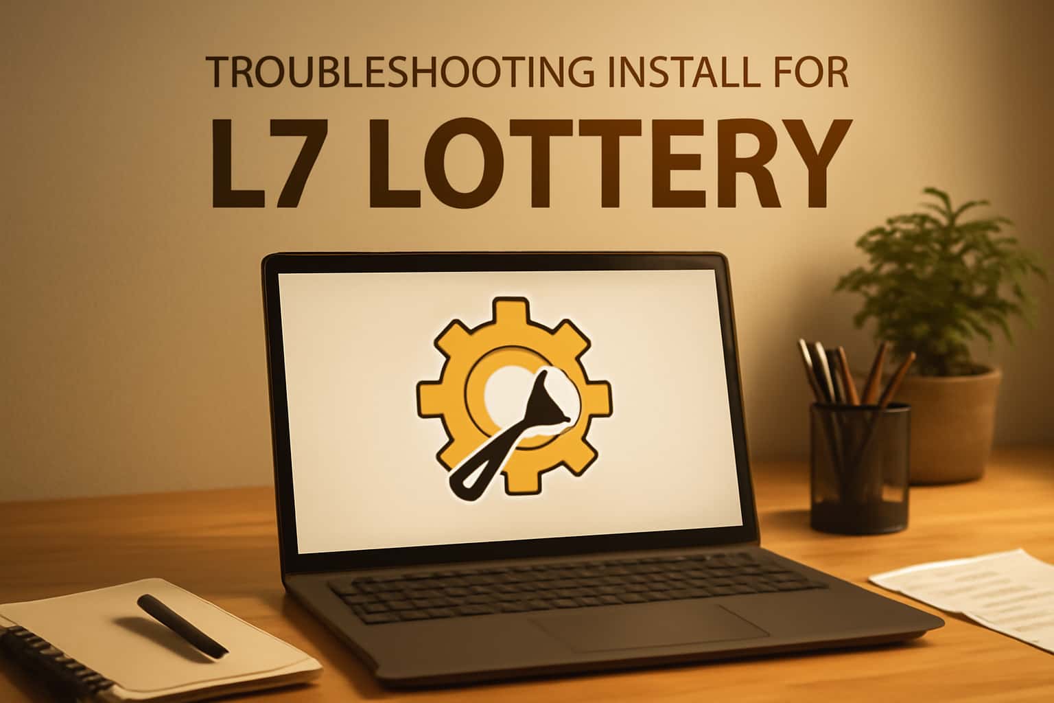 Informational scene depicting troubleshooting installation for L7 Lottery.