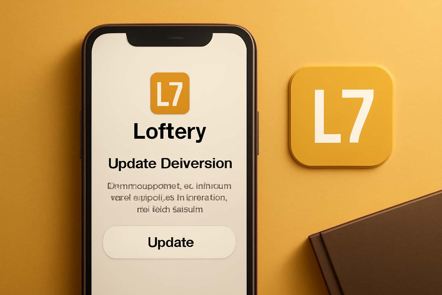 Image illustrating the process of updating the L7 Lottery app on iOS.